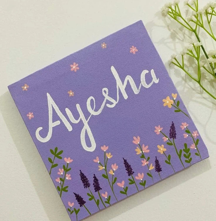 Custom Name Floral Mini-Canvas